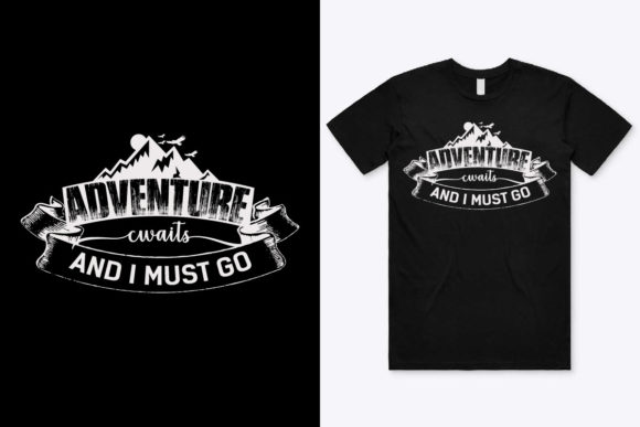 Adventure Awaits Tshirt Design: Graphics and Print Templates