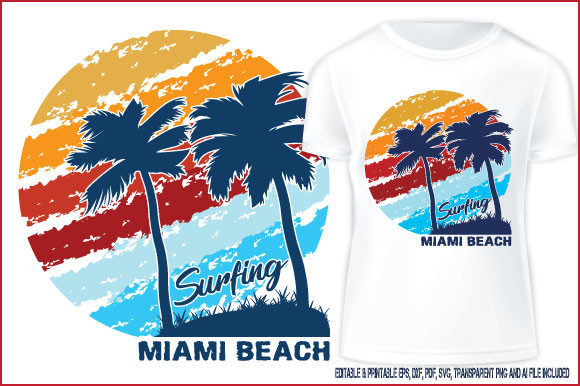 Beach T-shirt California Miami Beach Graphics