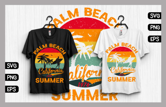 California Summer T-shirt Design Graphics and Print Templates