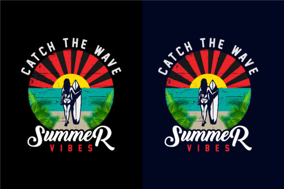 Catch the Wave Summer Vibes Tee Design: Graphics and Print Templates