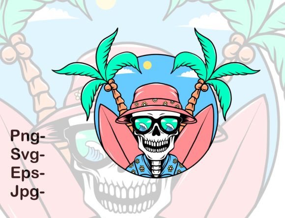 Skull Summer Beach for Tshirt Design