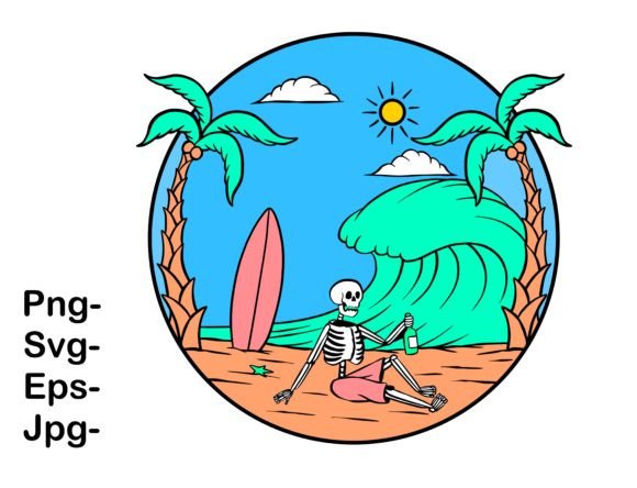 Summer Beach for Tshirt Design: Graphics and Illustrations