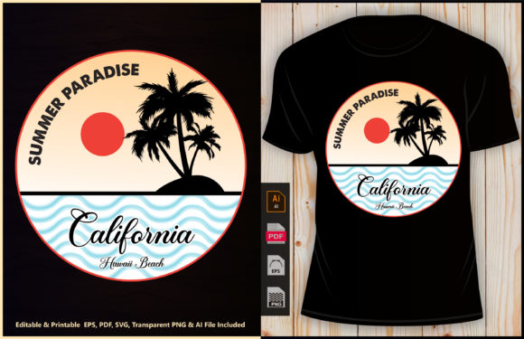 Summer Paradise Sea Beach Graphics for T-Shirt Designs