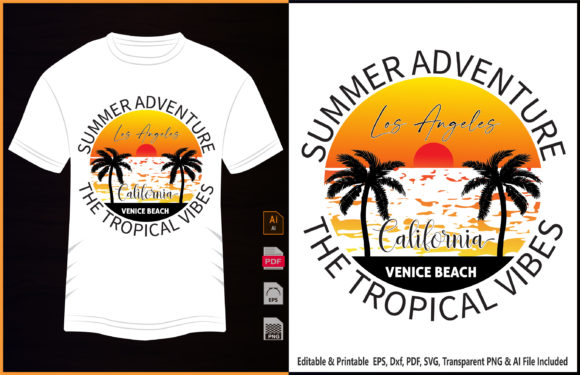 Summer Sunset Graphics for T-Shirt Designs
