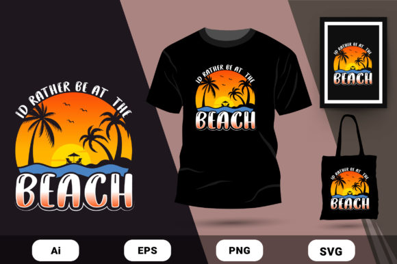 Sunset Beach T-shirt Design Illustration