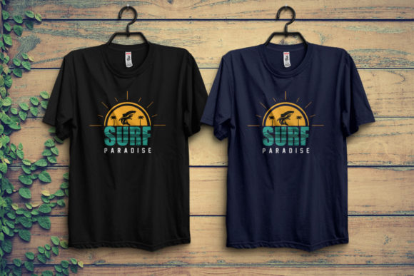 Surf Paradise T-shirt Design: Graphics and Print Templates for Local Business