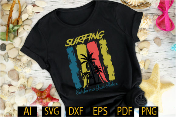 Surfing California T Shirt Design