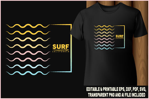 T-shirt Design Surf California Vector Graphics