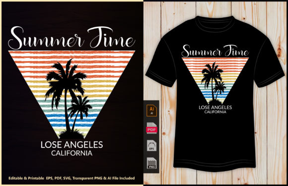 T-shirt Summer Time Lose Angeles Vector